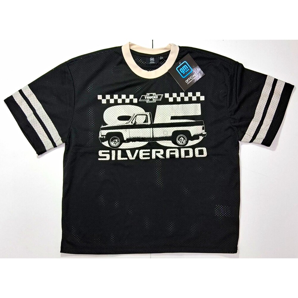 GM Official Silverado 85 GM Trucks Black Mesh Graphic Jersey Tee Mens L